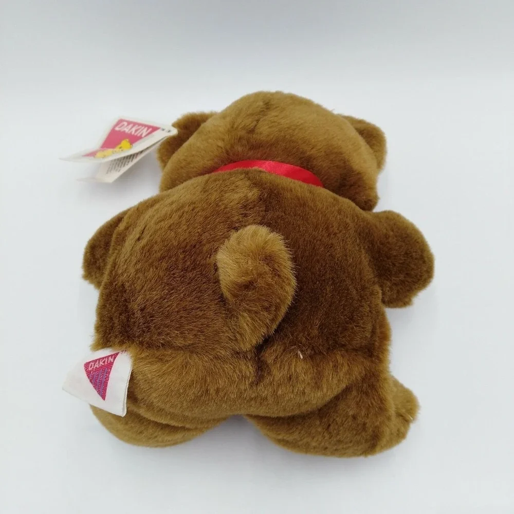 Dakin Heart-Throb Bear Plush Stuffed Brown Teddy Red Velvet Vintage 1985
